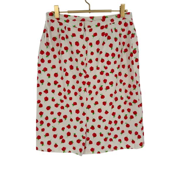 Vintage 1980s Oscar de la Renta Tiny Spring Rose Print Skirt Made in USA Size 10 - Picture 3 of 8